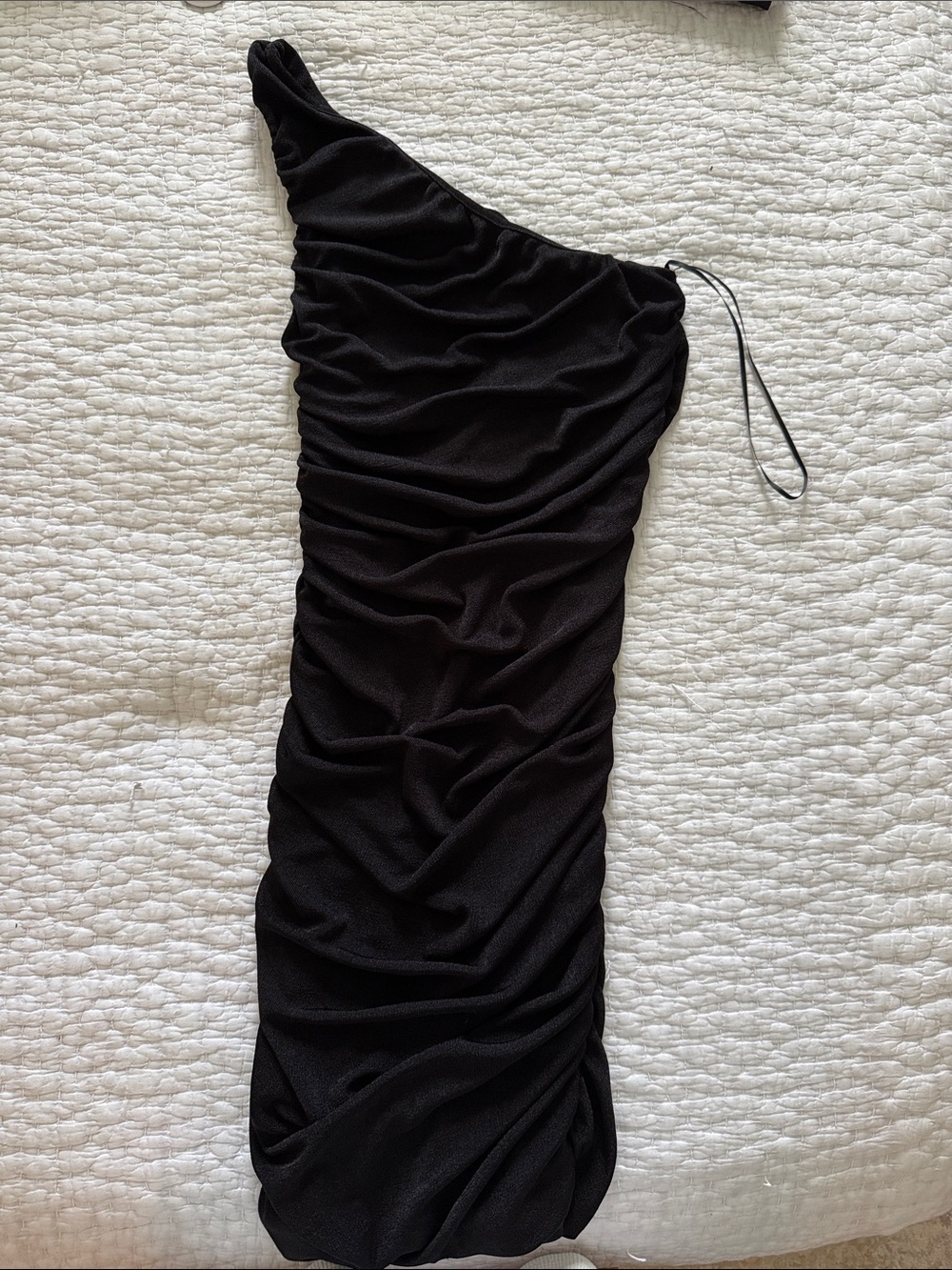 Sophie Rue One-Shoulder Black Ruched Dress